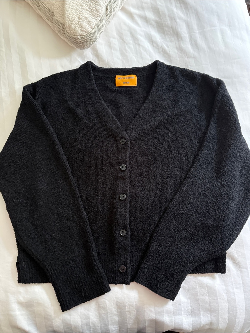 Classic Black V-Neck Button Cardigan Sweater